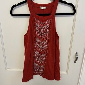 Sparrow Orange Tank Top with Patterned Front